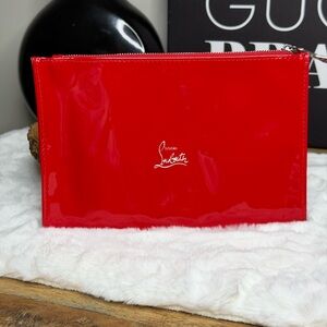 Christian Louboutin Glossy Red Patent Zip Pouch